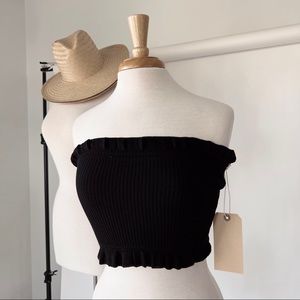 BLACK KNIT TUBE TOP